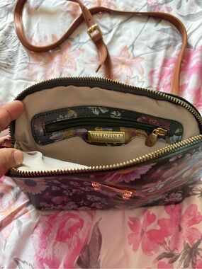 Valentina Floral Crossbody Bag in Brown, Pink and Gold